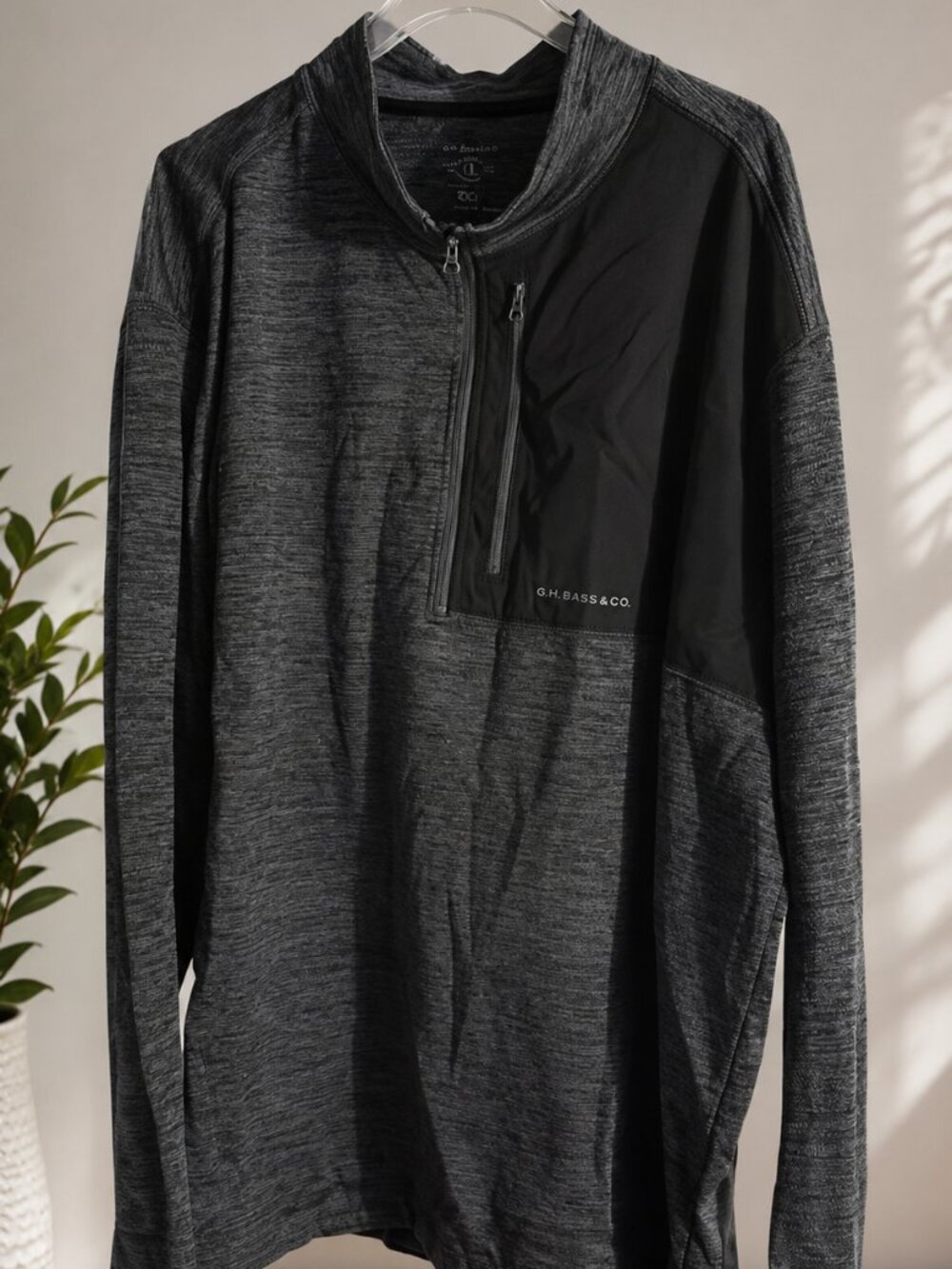 G.H. Bass & Co. Men's 2X Quarter Zip Performance Pullover Gray XXL